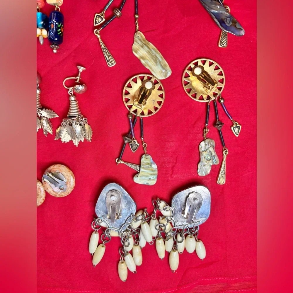 Vintage boho tribal western southwestern style clip on earring lot
